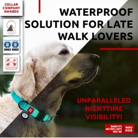 Waterproof Dog Collar - Adjustable Dog Collar for Large Dogs, Small and Medium Dogs - Dog Collar Waterproof with Metal Buckle and QR Dog Tag - Boy & Girl Dog Collars (Glow) Air Tag