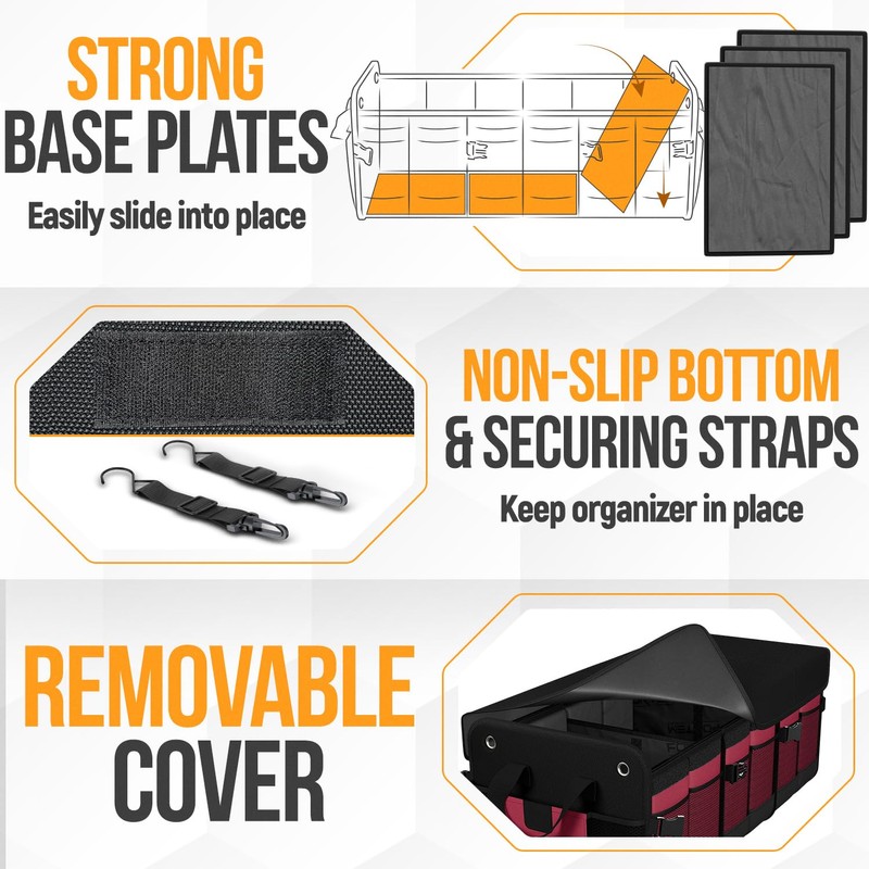 FORTEM Trunk Organizer For SUV Car Organizer and Storage, Multi-Compartment