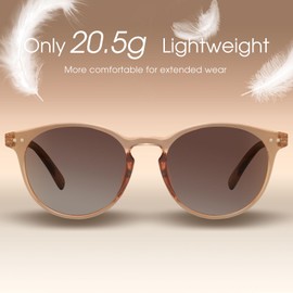 mosanana Trendy Polarized Round Sunglasses for Women Men Circular Lightweight Classic Retro Cute Vintage Stylish 2025 Classy 70s Classy Small Brown Grey MS52361