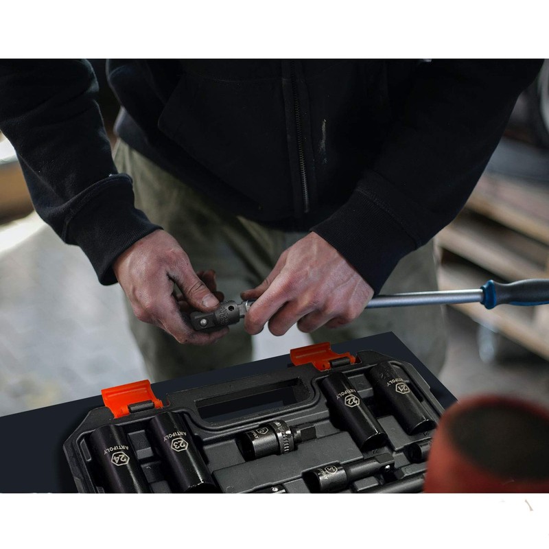 ARTIPOLY 20 Pieces 1/2" Drive Metric Deep Impact Socket Set,10mm-24mm