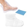 100Pcs Clear Plastic Disposable Booties for Foot with 100 Stickers