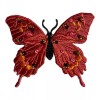 BUTTERFLY IRON ON PATCH EMBROIDERED WITH BEAUTIFUL BEADS! Pink/red So
