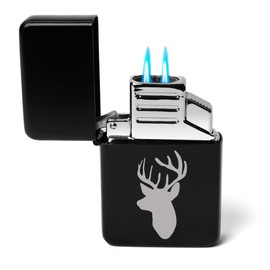 ROLYAD Dual Flame Torch Lighter Deer Head with Antlers Hunting (Black)