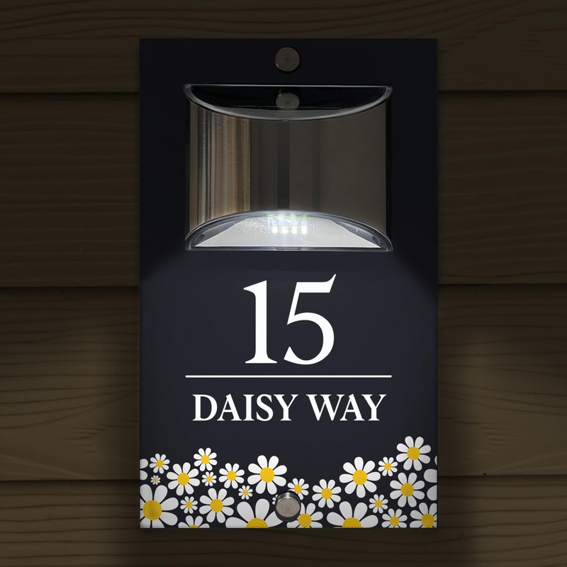 Custom Signs Solar Illuminated Modern Anthracite House Number Sign 24cm