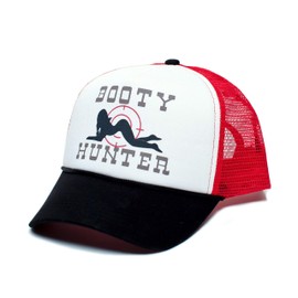 Booty Hunter Unisex-Adult Curved Bill One-Size Truckers Hat Red/White/Black