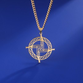 Dreamtimes Saint Brigid Cross Necklace Irish Talisman Pendant Necklace Celtics Cross Brigid's Necklace for Women Men Catholic Protection Pendant Amulet Religious Jewelry (Gold)