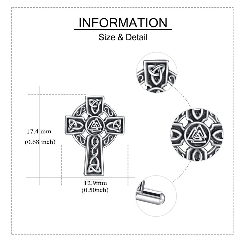 Cross Cufflinks Sterling Silver Celtic Knot Cuff Links for Men