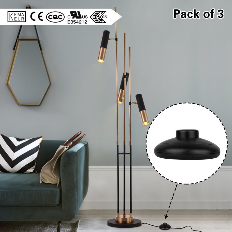 Helunsi 3Pcs Floor Lamp Foot Switch, Black Foot Pedal Switch,