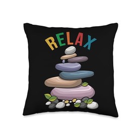 Stacking Game Zen Rock Stacking Art Stone Hobby Hobbyist Balancing Relax Rock Stacking Hobby Throw Pillow, 16x16, Multicolor