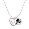 Delight Jewelry Silvertone Large Pink Crystal Heart with Clear Heartbeat