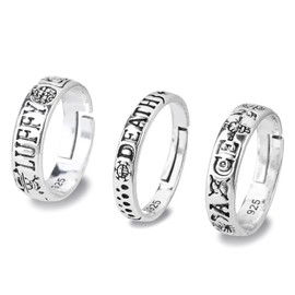 One Piece Cosplay Anime Ring, One Piece Luffy Anime Ring, One Piece Ring, 3 Pieces Anime Ring, PQKL-party Cosplay Jewellery, for Men and Women, Accessories Gift, Metal