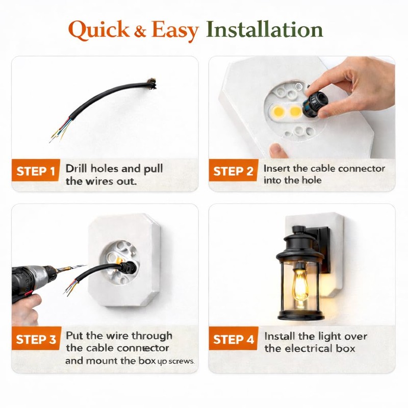 Vinyl Siding Light Mounting Blocks, PVC Built-in Electrical Box Mounting
