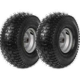 AR-PRO (2-Pack) 15 x 6.00-6 Tire and Wheel Assembly, Replacement Pneumatic Front Lawn Mower Tires for Riding Mower, 3" Offset Hub and 3/4" Bushings, 4Ply, 500 lbs Capacity