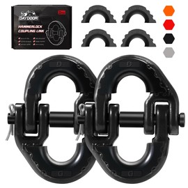 DAYDOOR 1/2" Trailer Safety Chain Hooks,G80 Safety Chain Shackle,12000 lbs Loading Tow Chain Connector, Tow Hitch Hammerlock Coupling Link with Rubber Isolators for Trucks,Trailers(2-Pack) (Black)