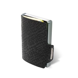 MONDRAGHI Basic Outlet - Mini Wallet Ultralight Wallet with Grain Leather Small Wallet with RFID Protection Chip - Card Holder with Alloy Frame (Black)