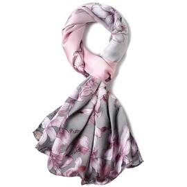 STORY OF SHANGHAI Womens 100% Natural Mulberry Silk Scarf Multi-use Scarves for Ladies,Light Pink-Flower