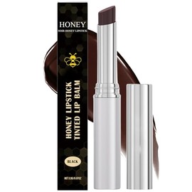 Honey Lipstick Tinted Lip Balm, Hydrating Lip Balm with Natural Honey Extract, Sheer Color Lip Tint, Nourishing Repair for Dry Chapped Lips, Long Lasting Smooth Glossy Finish (Black)