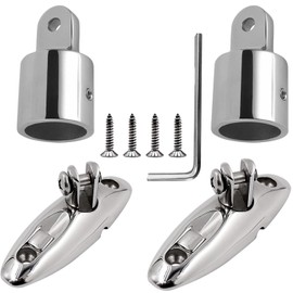 Baieasy Bimini Top Hardware, Deck Side Mounted Quick Release Hinges, Eye end caps, 316 Stainless Steel fits 7/8'' OD Round tubing (2 Pairs)