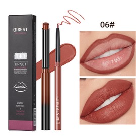 Matte Lipstick for Women, Lipstick Lipliner Pencil Lip Filler Long Lasting Lip Gloss,Lip Liner and Lipstick Set,Lip Makeup Kits for Daily Makeup and Holiday (06#)