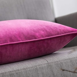 MIULEE Pack of 2 Velvet Soft Decorative Square Throw Pillow Case Flanges Cushion Covers Pillowcases for Livingroom Sofa Bedroom with Invisible Zipper 50cm x 50cm 20x20 Inch Set of Two Rose