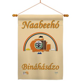 Breeze Decor Native Navajo Nation House Flag Dowel Set Country Living Dreamcatcher Bohemian Animal American Kokopelli Western Vintage Hippie Small Decorative Gift Yard Banner Made in USA 28 X 40