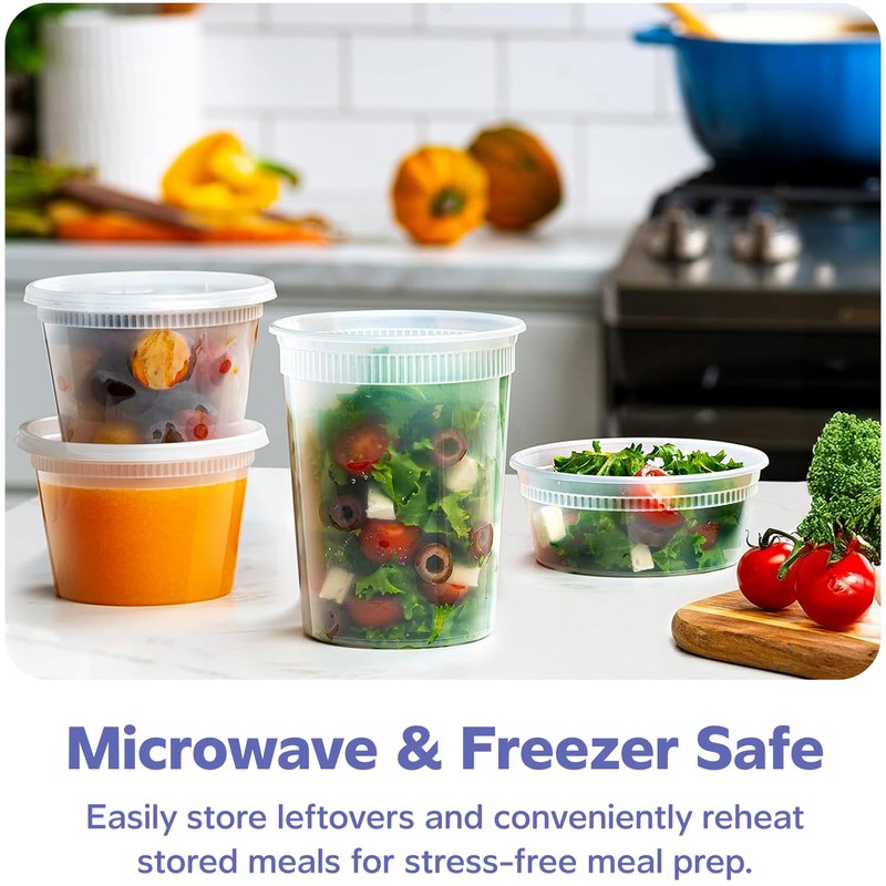 GUSTO To Go Food Containers with Lids [8 oz, 16