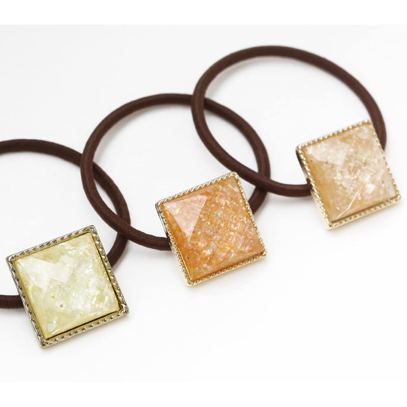 JewelVOX Hair Accessories, Square Motif, Shell, Bijou, Dome, Hair Pony,