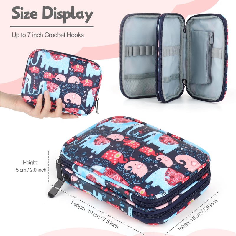 Katech Portable Travel Crochet Storage Bag Organizer with Zipper, Web