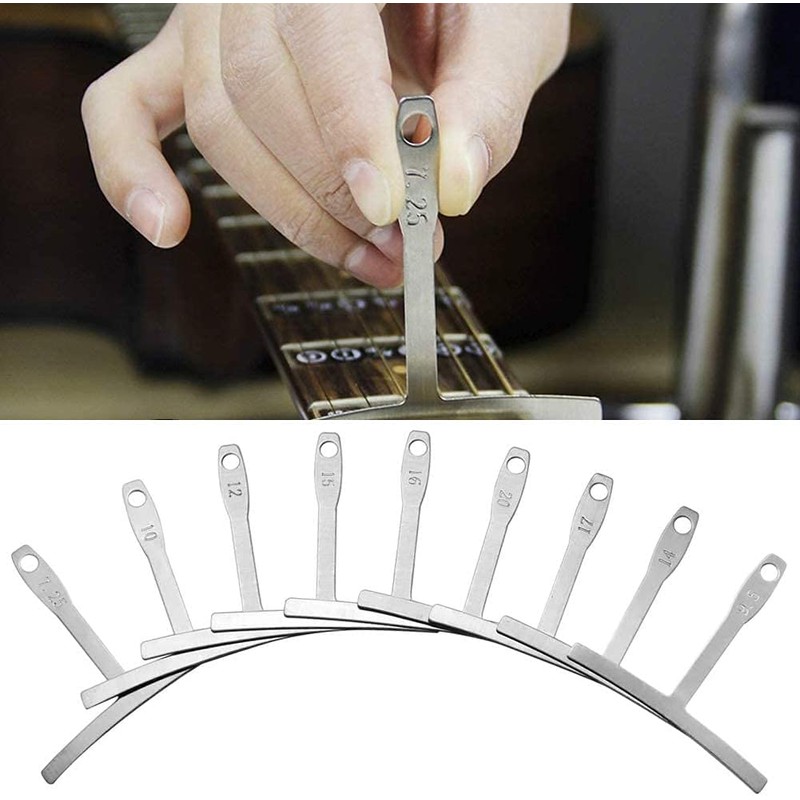 BOBOZHONG Understring Radius Gauge,9PCS Guitar Luthier Tool,Radius Gauge Set Stainless