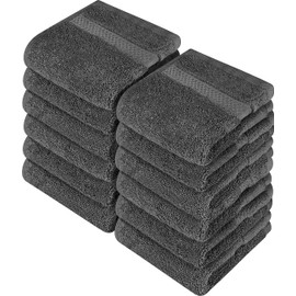 Utopia Towels - Luxury Washcloths Set 12 x 12 inches, Grey - 700 GSM 100% Cotton Premium Quality Flannel Face Cloths, Highly Absorbent and Soft Feel Fingertip Towels (12-Pack)