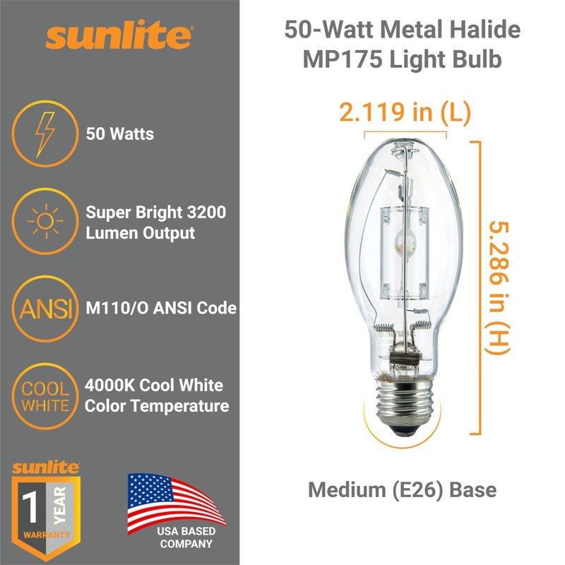 Sunlite M110/O Protected Metal Halide Lamp 50W Clear