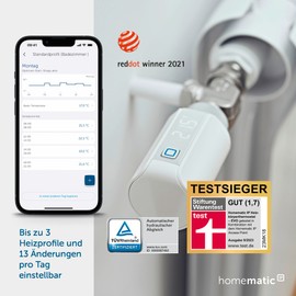 Homematic IP Smart Home Radiator Thermostat, Evo, Digital Heater Thermostat, Control via App, Alexa and Google Assistant, Easy Installation, Energy Saving, 155105A0.