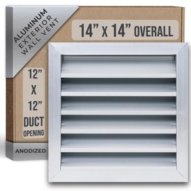 Fits 12x12 Wall Opening Anodized Aluminum Exterior Wall Vent by Handua | Gable Shed for Crawlspace, Outdoor, Doors, Attic | Weatherproof, Rain&Rust Proof, Water Resistant Grille Overall: 14"W X 14"H