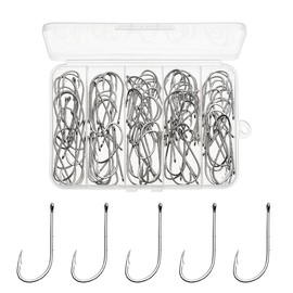 Thekuai Fishing Hooks 100 Pack Baitholder Walleye Rig Live Bait High Carbon Steel Black Nickel Down-Turned Eye Surf Bass Crawler Harness (#1/0-100pcs)