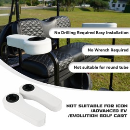 XUANYUDG0769 Golf Cart Armrest with Cup Holder for EZGO TXT Club Car DS Precedent and Yamaha Rear Seat Kit, Upgrade Support Frame/No Need Drilling Arm Rest (Armrest-White)