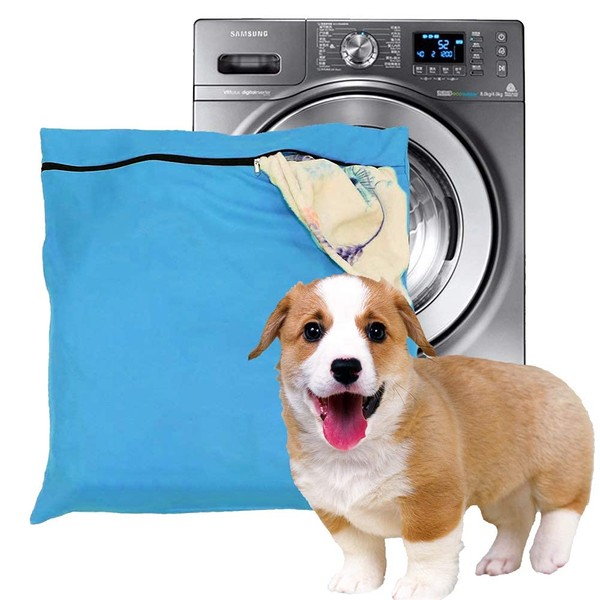 Petwear Laundry Bag, Pet Laundry Bag, Blue Filter, Pet Hair, Pet Washer, Washing Bag for Washing Machine with YKK Zipper for Pet Bedding, Blankets, Towels, Large