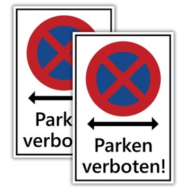 Parken Verboten Sign – Made of Sturdy PVC Hard Foam Board – 3 mm Thick – with UV Protection and Weather-Resistant – Private Parking Sign – Clear Sign for Parking Prohibition, Pack of 2 (30 x 20 cm)
