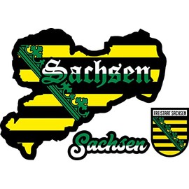 Daged Saxony Germany Flag + Coat of Arms Sticker Sheet 160 x 230 mm Car Flag Decal S1