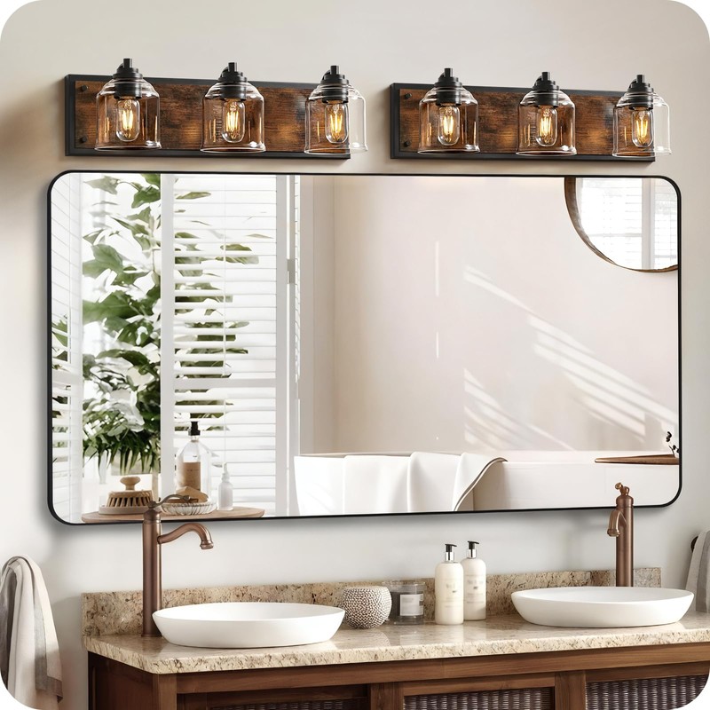GOEBLESON 3-Light Bathroom Fixture, 23.2" Large Farmhouse Vanity Light, E26