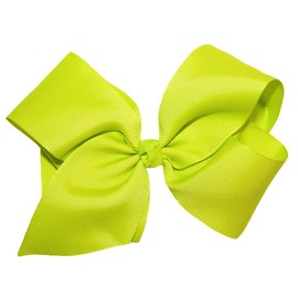 WD2U Girls Large 6" Grosgrain Knotted Boutique Hair Bow Alligator Clip Neon Yellow