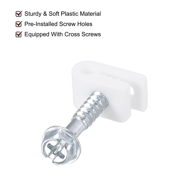 sourcing map 100pcs Single Coaxial Cable Clips 1/10" (3mm) Screw