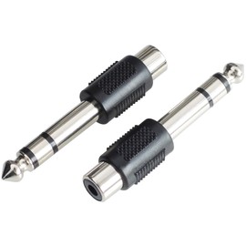 KAUMO Male (0.25 inch (6.35 mm) Stereo / 3 Pole) to Female (RCA Pin Jack) Plug Converter Adapter (2 pieces)