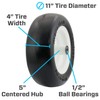 Marathon 11x4.00-5" Flat Free Lawnmower Tire on Wheel, 5" Hub,