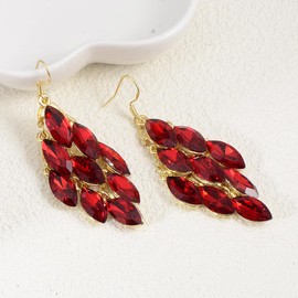 TOFBS Earrings for Women Oversized Leaves Cluster Dangle Bohemia Tassels Drop Earrings Hypoallergenic Fashion Jewellery Christmas Valentine's Day Engagement, Artificial crystal, Artificial crystal