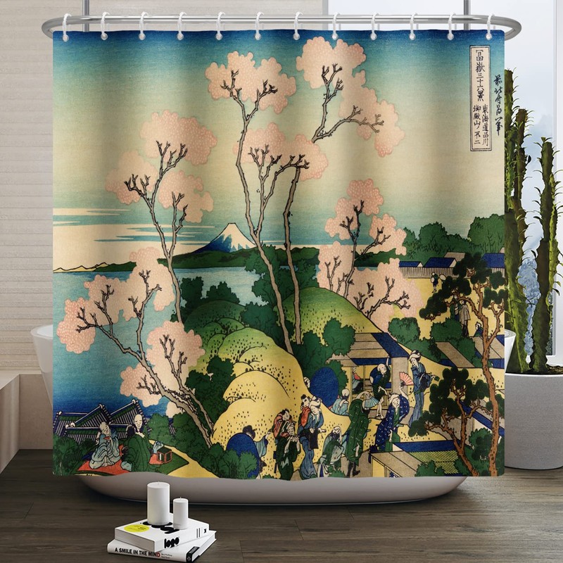 SDOTPMT 165 x 183 cm Japanese Spring Landscape Shower Curtain