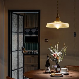 Sedelan Plug in Pendant Light, Vintage Pendant Lights Kitchen Island, Glass Hanging Light, Hanging Lamp with Plug in Cord for Entryway Bedroom Dining Room Kitchen, Adjustable, E26