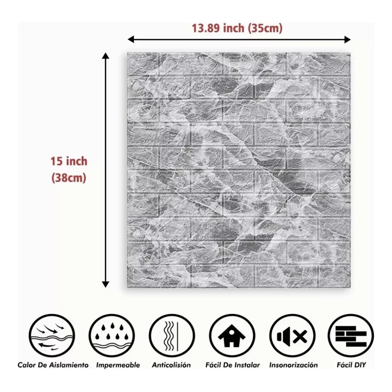 Patrón De Ladrillo Pegatina De Pared 3d Papel Tapiz 10pcs