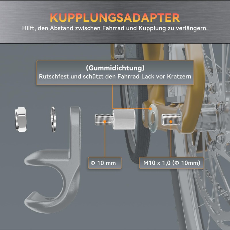 NICEDACK Bicycle axle adapter for axle thread size M10 x