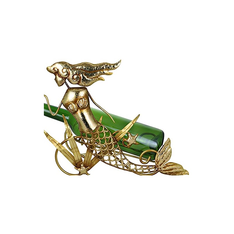 Golden Mermaid Metal Wine Bottle Holder