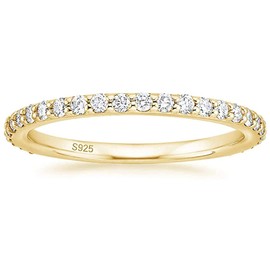 Zakk Eternity Ring Women's Silver 925 Cubic Zirconia Full Eternity Rings Front Ring Slim Engagement Rings Wedding Rings Memoire Rings 2 mm Gold Rose Gold, Zirconia,